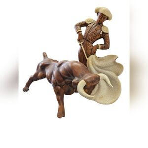 Vintage ceramic bull and matador figures